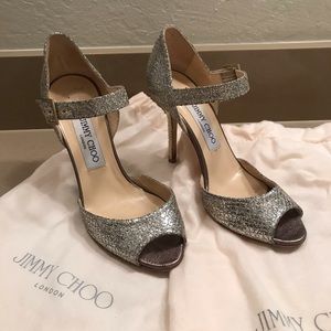 Jimmy Choo Shoes - Jimmy Choo Glitter Peep Toe Ankle Strap size 36.5 Jimmy Choo Shoes - Jimmy Choo Glitter Peep Toe Ankle Strap size 36.5